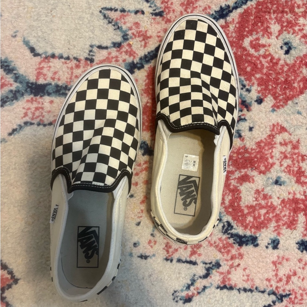 Vans Black and White Checkerboard Slip-Ons
